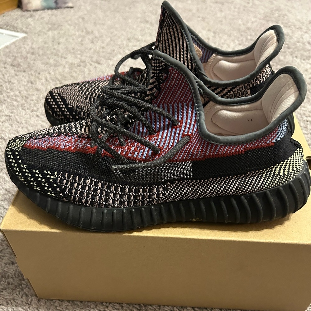 Yeezy by Adidas Boost 350 “Yecheil” Non-Multicolor Knit Sneakers with Black Sole